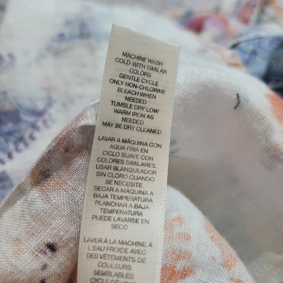 Chico’s Size 3 XL Watercolor Floral Print Button Up Linen Blend Art to Wear - Picture 9 of 9